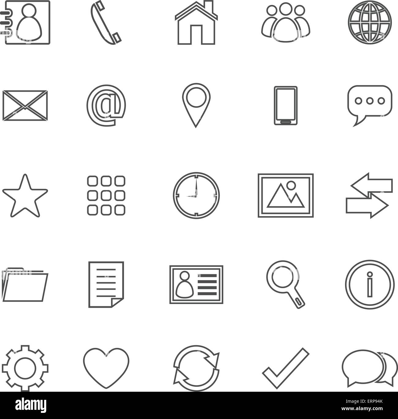 Contact line icons on white background, stock vector Stock Vector