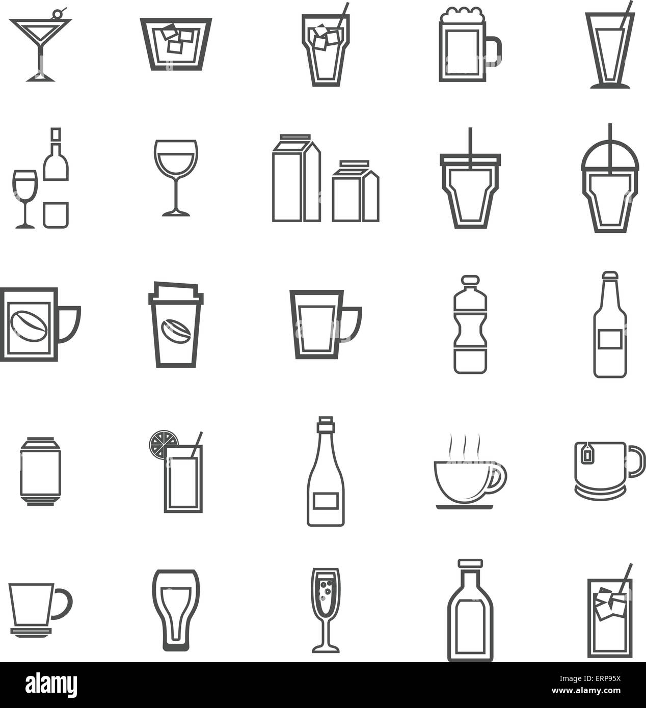 Drink line icons on white background, stock vector Stock Vector Image