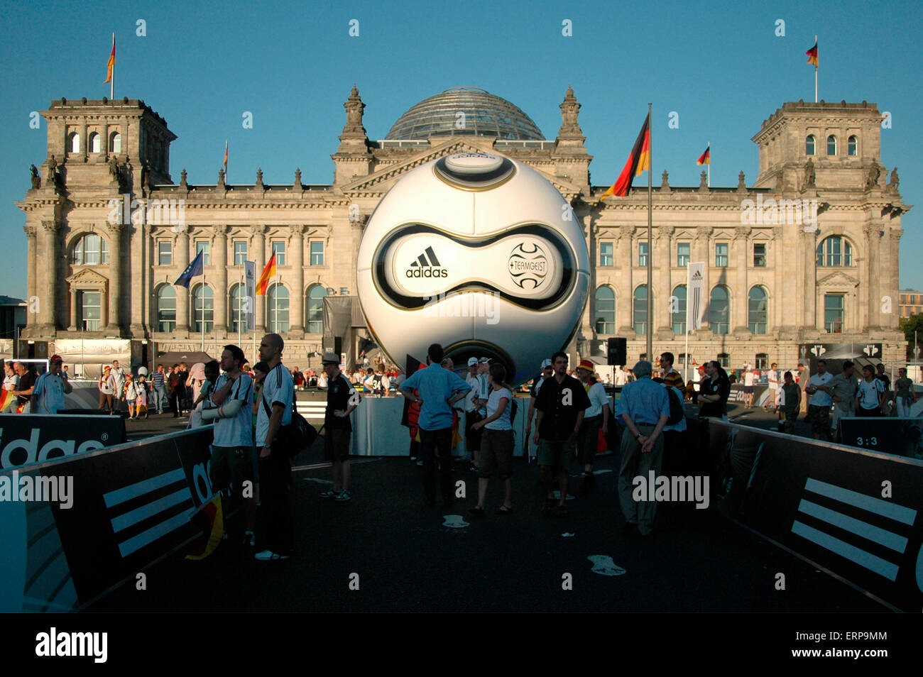 JULY 4 2006 BERLIN the adidas world of football in front of the Reichstags building during the soccer world championship i Stock Photo Alamy
