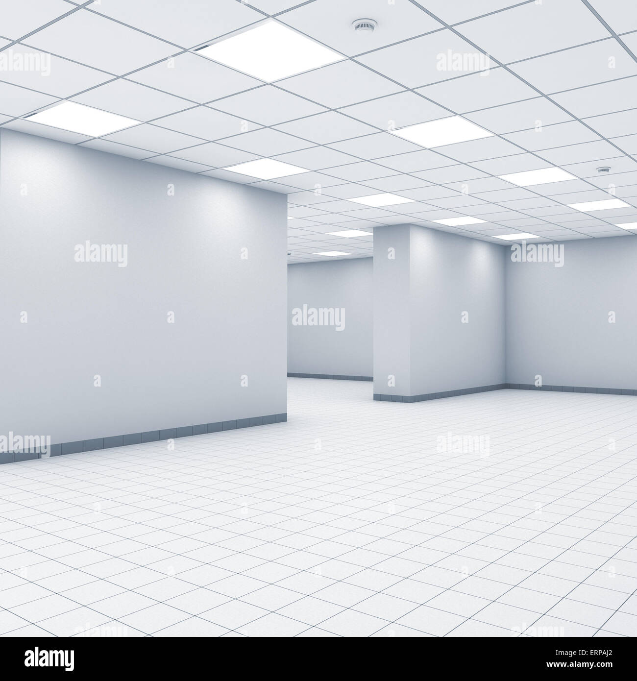 Open space background, abstract empty office interior with white walls