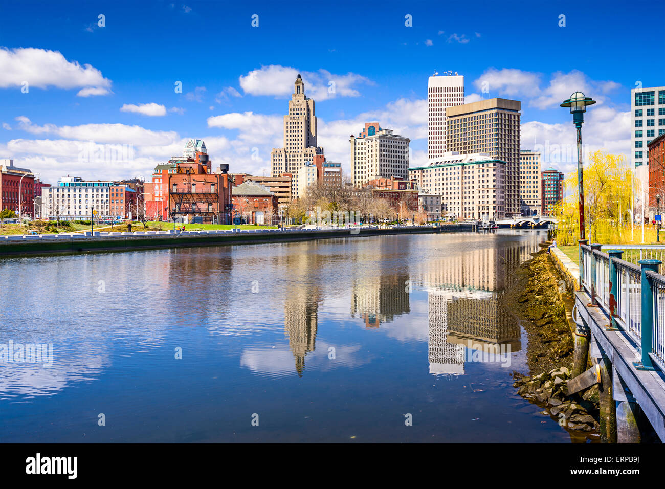Providence, Rhode Island, USA city skyline on the river. Stock Photo