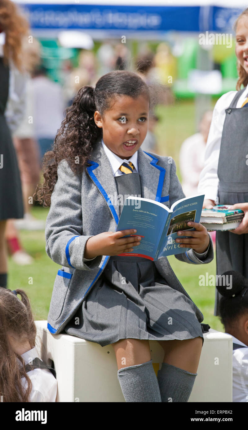 Green St Green, UK. 6th June 2015. Bright Sparks dance school perform Matilda at the St Christopher's Wild West Fair and food festival. Credit:  Keith Larby/Alamy Live News Stock Photo