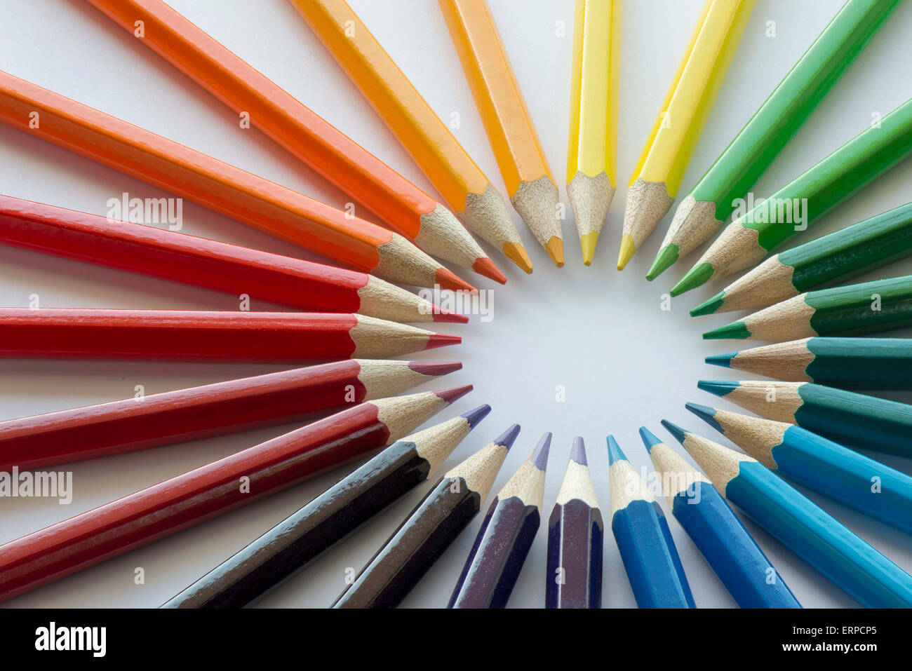 Abstract composition of a set wooden colour pencils in complementary ... Abstract composition of a set wooden colour pencils in complementary ...