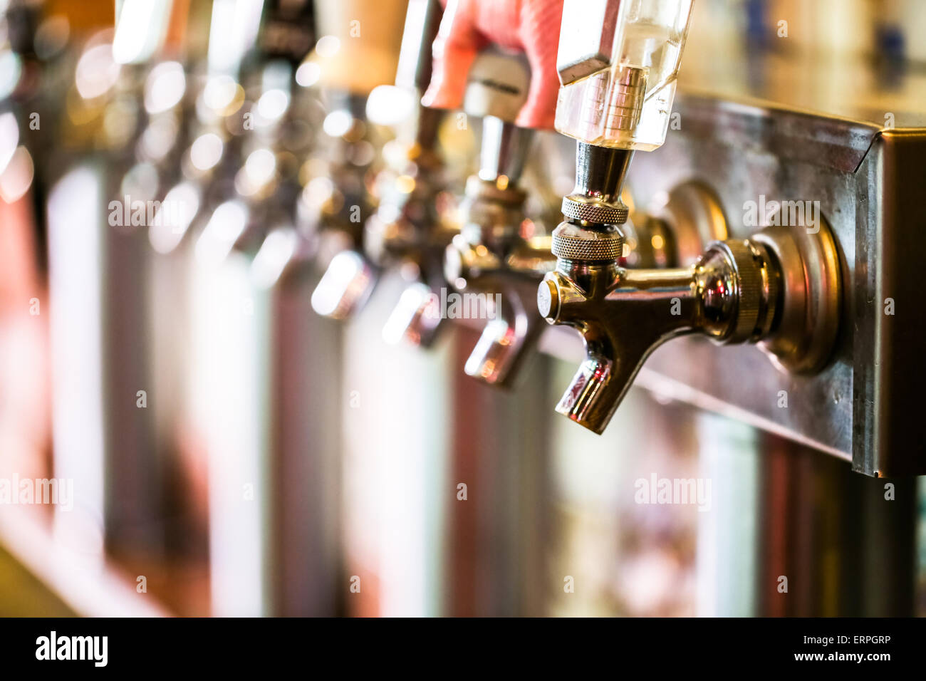 Close up of beer lines for draft beer in restaurant Stock Photo Alamy