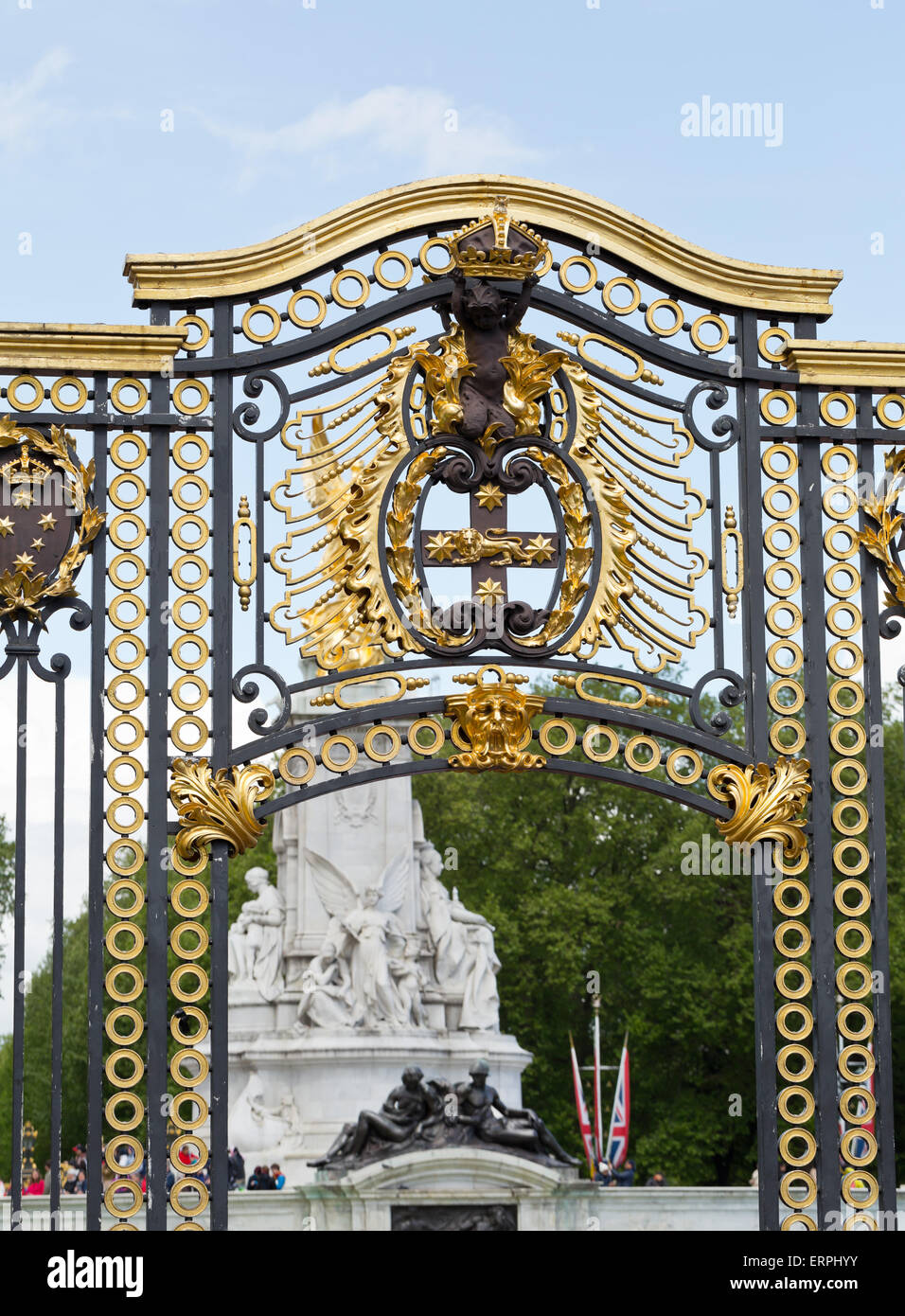 Detail of the gate on Spur road at Buckingham palace London, Great Britain, Europe Stock Photo