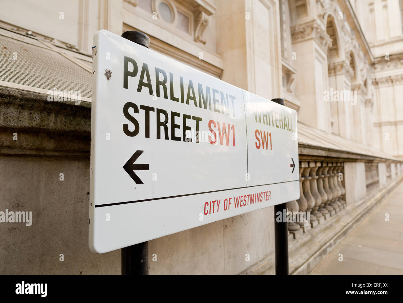 Parliament Street and Whitehall street sign - London, Great Britain, Europe Stock Photo