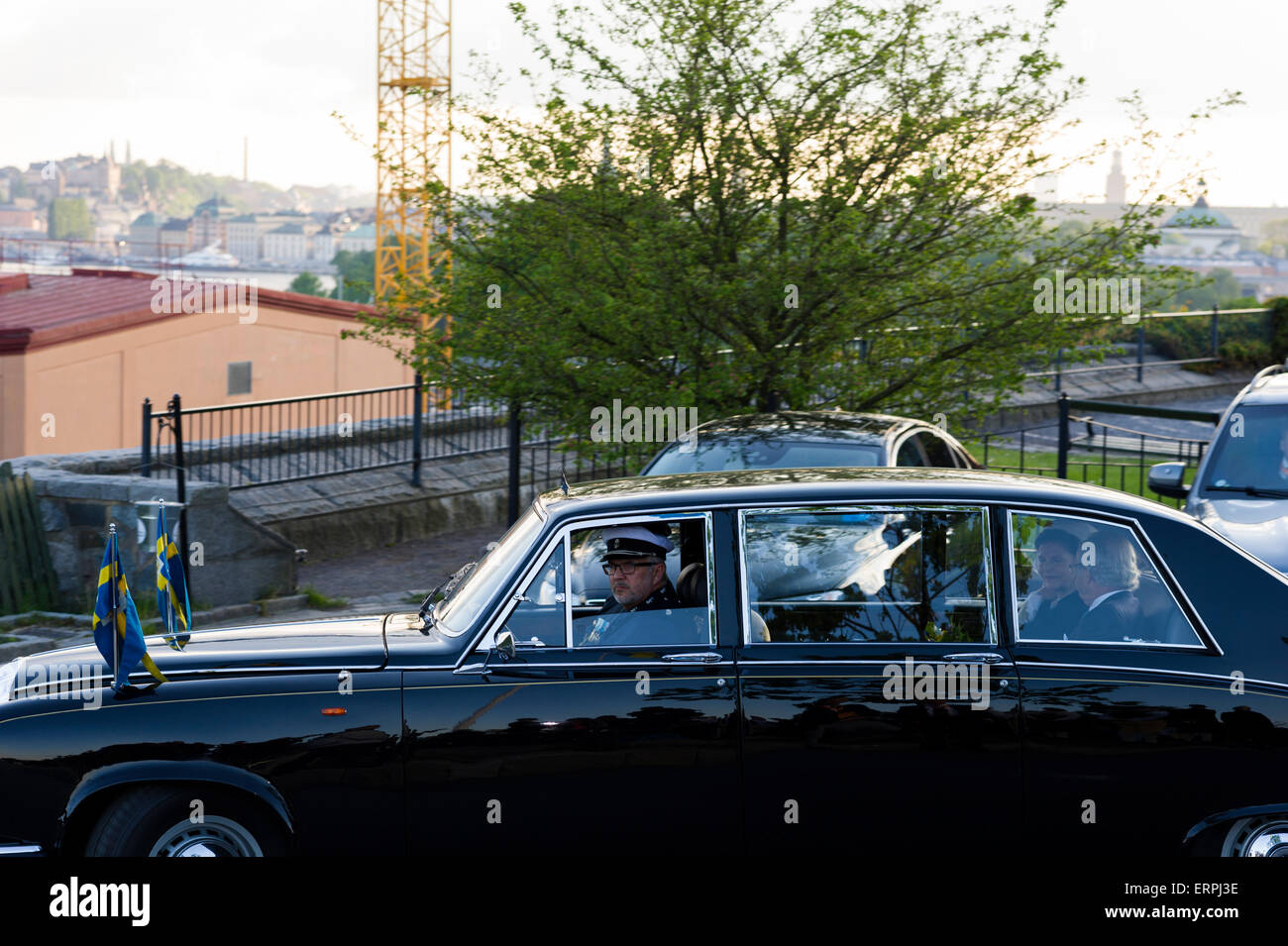Stockholm, Sweden, 6th June, 2015. The National Day of Sweden. Festivities at Solliden stage, Stockholm. The King and Queen of Sweden are leaving the ceremony. Credit: Barbro Bergfeldt Alamy Live News Stock Photo