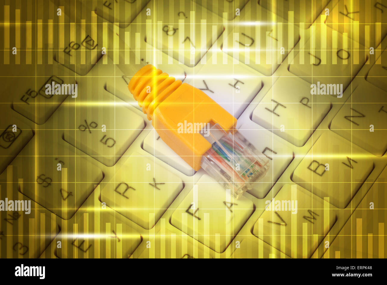 Computer cable on keyboard Stock Photo - Alamy