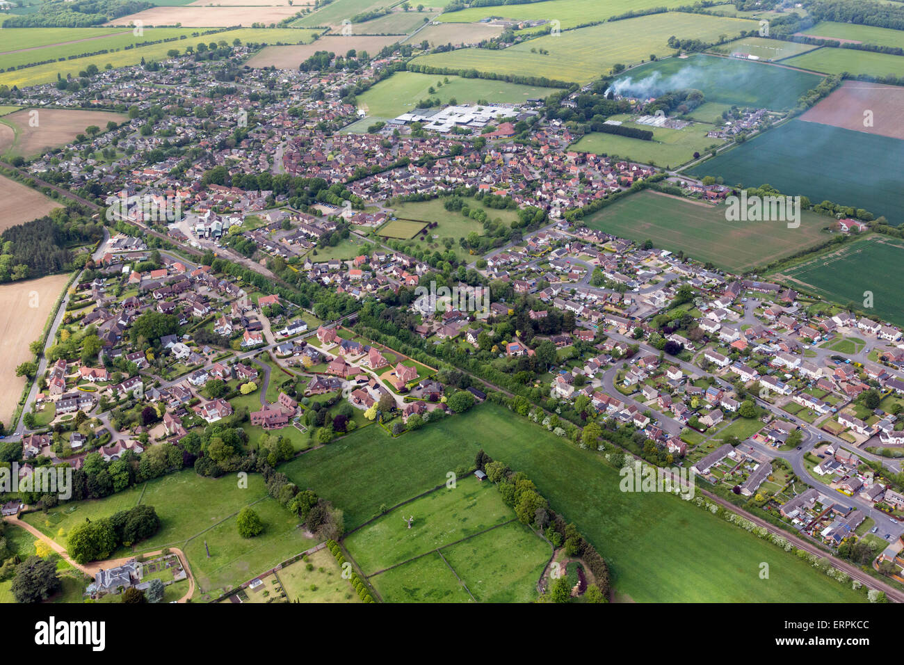 aerial view of Thurston, Suffolk, near Bury St Edmunds, UK Stock Photo