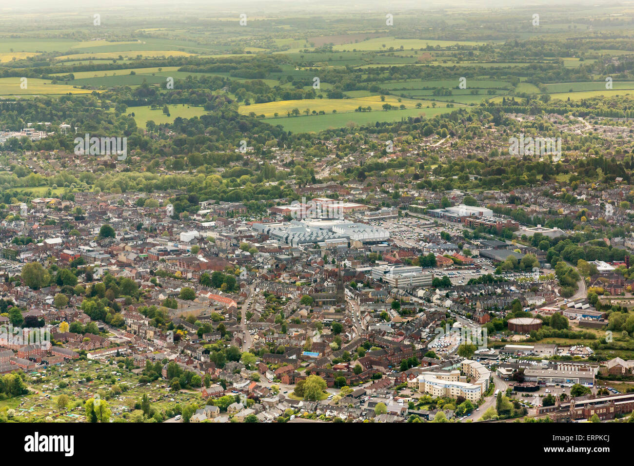 aerial photo view of Bury St Edmunds town centre Stock Photo