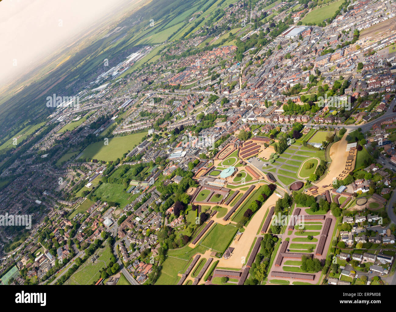 aerial view of Newmarket town centre in Suffolk,  UK Stock Photo