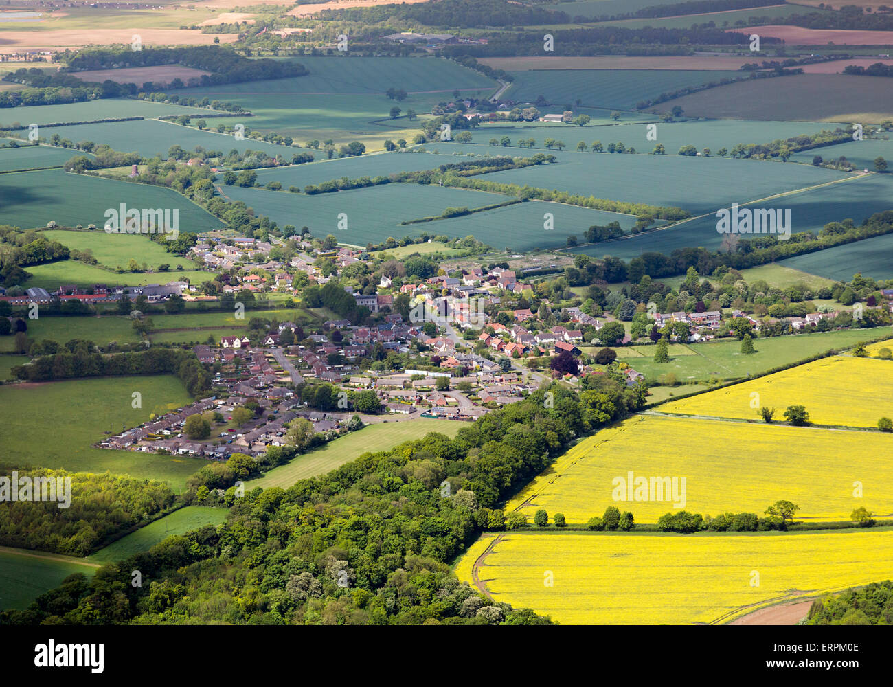 aerial photo of Gazeley village Suffolk Stock Photo