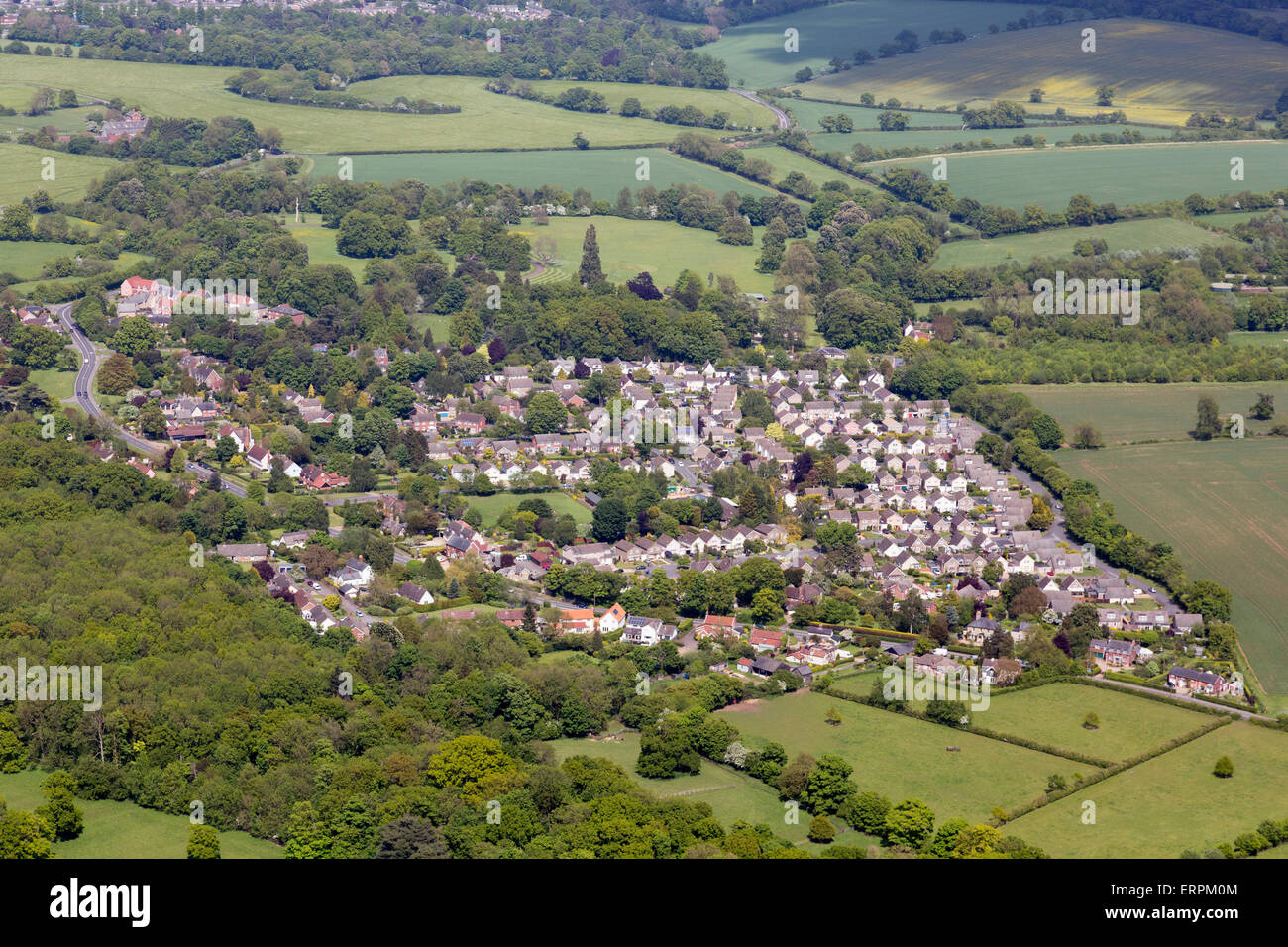 aerial photo of Horringer village in Suffolk Stock Photo