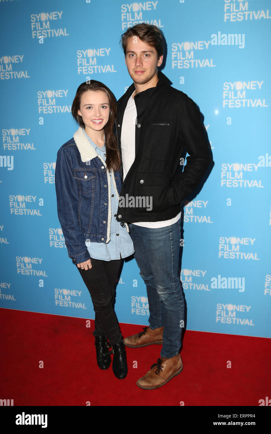 Sydney, Australia. 7 June 2015. Pictured: Philippa Northeast and boyfriend Isaac Brown. VIPs arrived on the red carpet for the Sydney Film Festival Australian Premiere of Sherpa at the State Theatre, 49 Market Street, Sydney. Credit: Richard Milnes/Alamy Live News Stock Photo