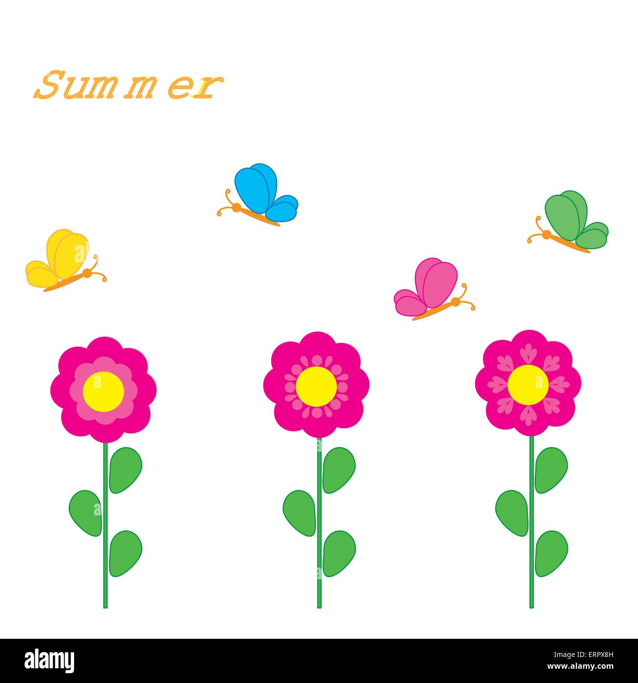 colorful background with flowers and butterfly Stock Vector Image & Art ...