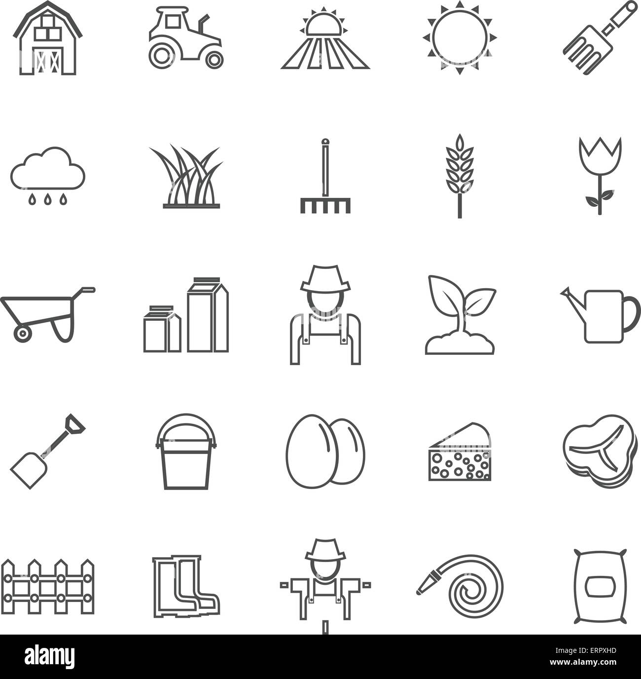 Farming line icons on white background, stock vector Stock Vector Image ...