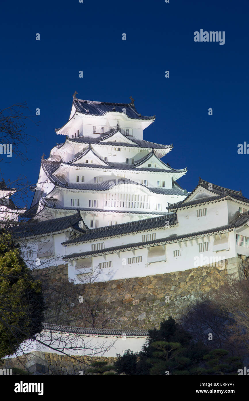 Himeji Castle (UNESCO World Heritage site) at dusk, Himeji, Kansai