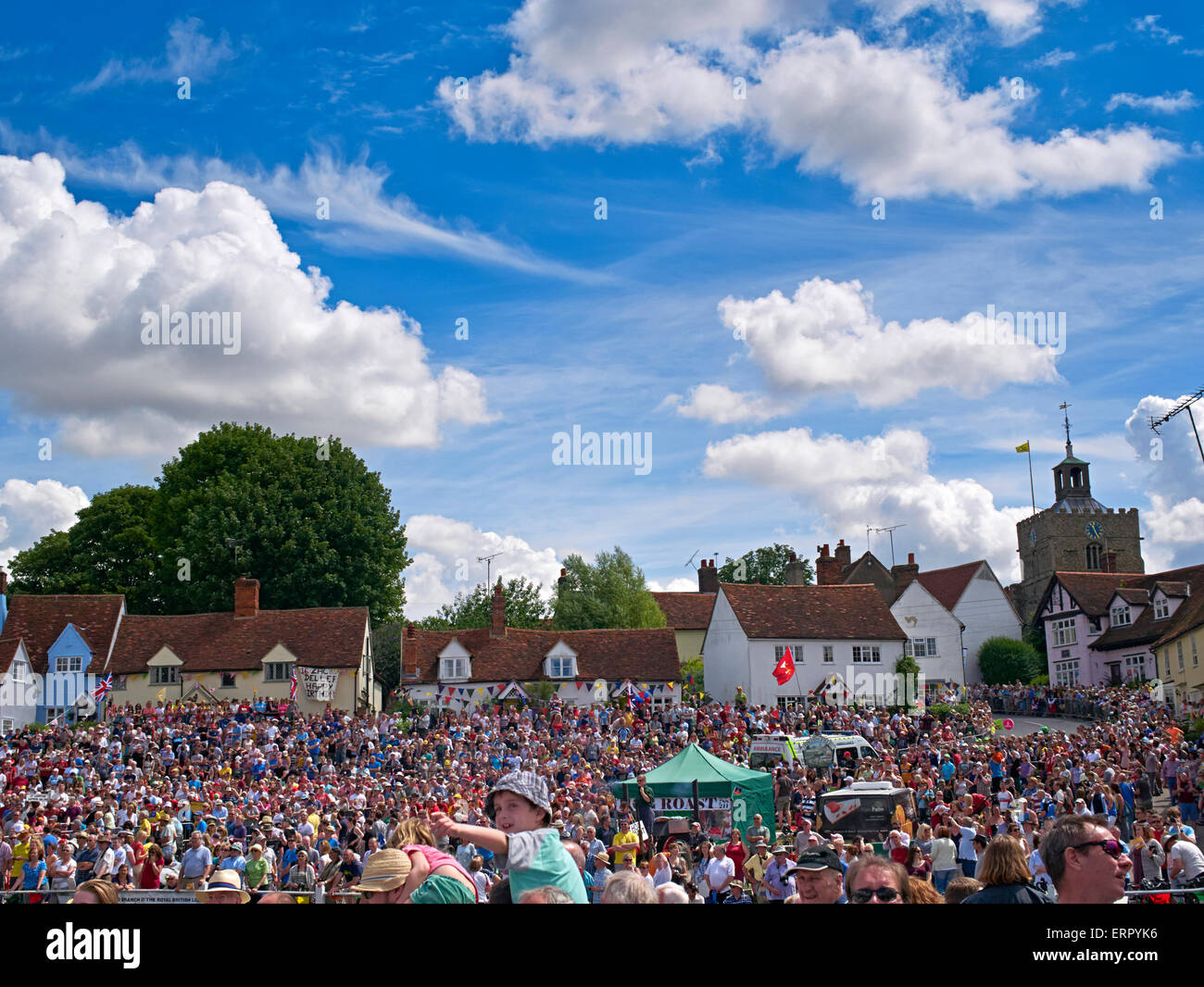 Tour de France passes though Finchingfield, Essex UK Stock Photo - Alamy