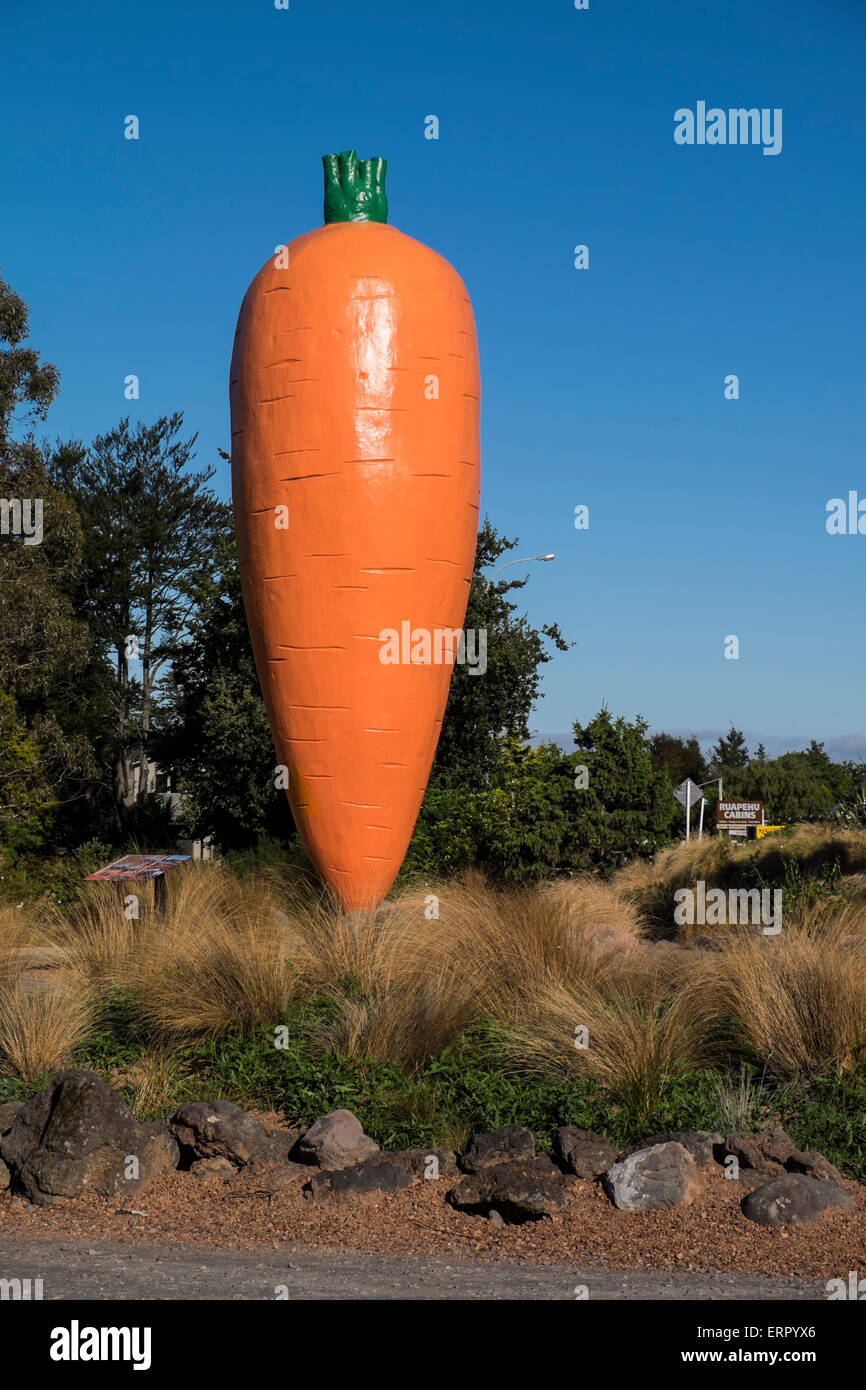 Giant carrott welcomes visitors to the town of Ohakune in New zealand. Stock Photo