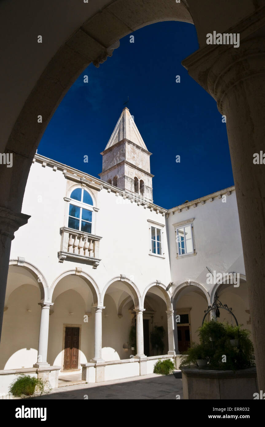The Cloisters of Saint Francis monastery and chapel bell tower, Piran, Slovenia Stock Photo