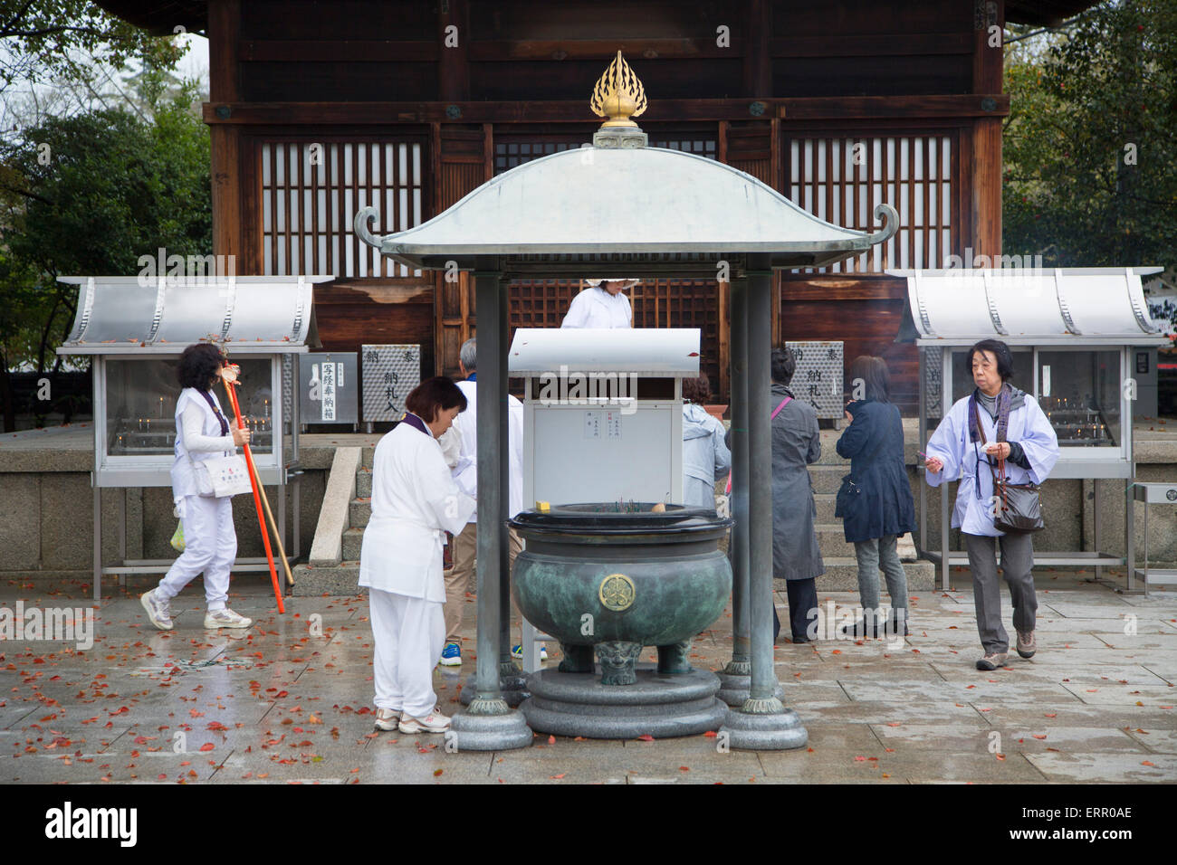 Pilgrims at Yashima-ji, Takamatsu, Shikoku, Japan Stock Photo