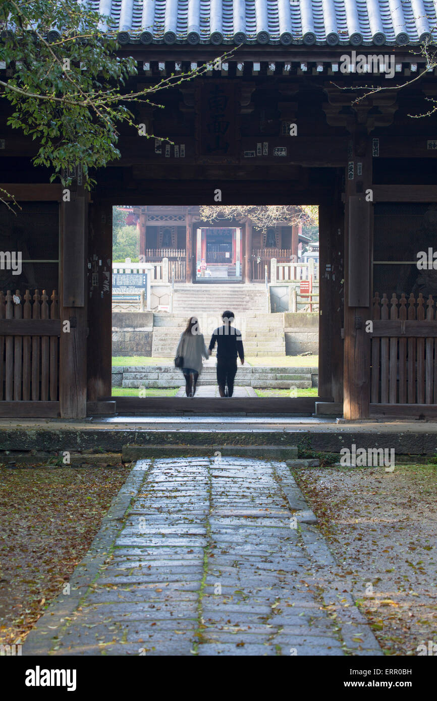 Couple at Yashima-ji, Takamatsu, Shikoku, Japan Stock Photo