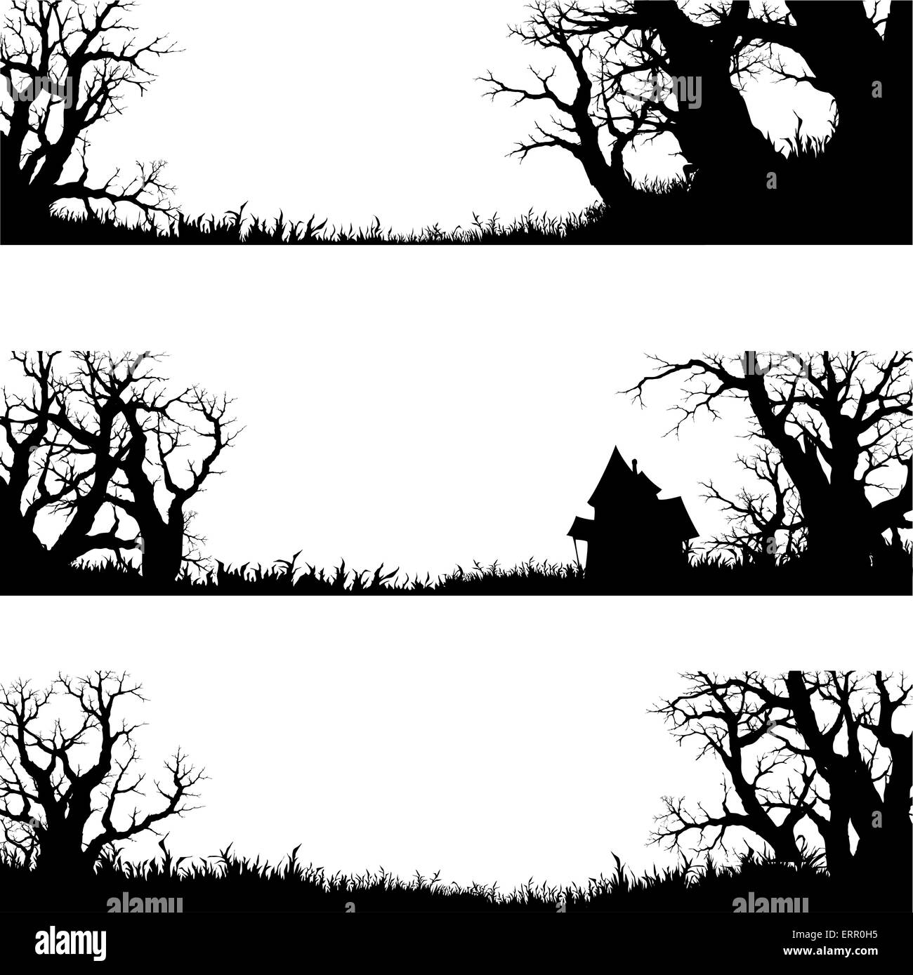 Download halloween banner and elements , silhouette vector set ...