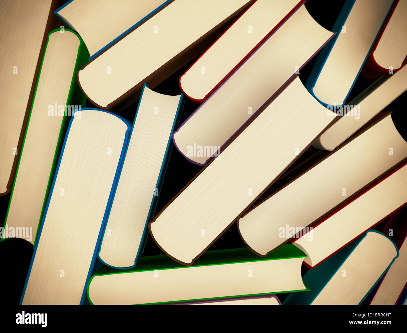 Heap of old books in a hard cover with toning, 3d illustration Stock Photo