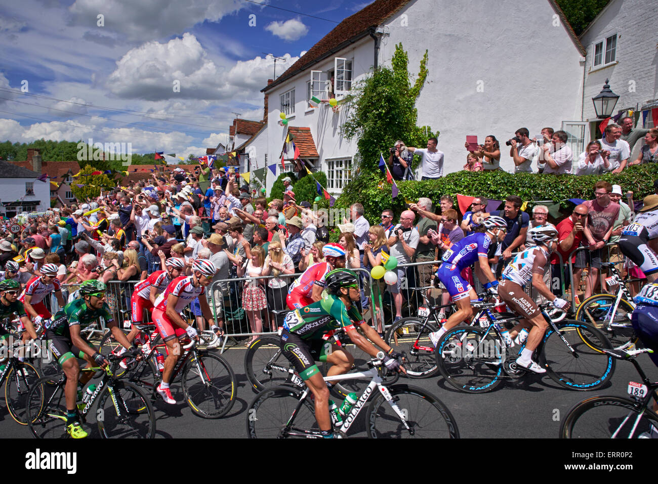Tour de France passes though Finchingfield, Essex UK Stock Photo - Alamy