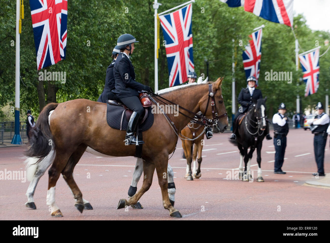 Mounted Police Officer walking The Mall London England Metropolitan Police Service Stock Photo
