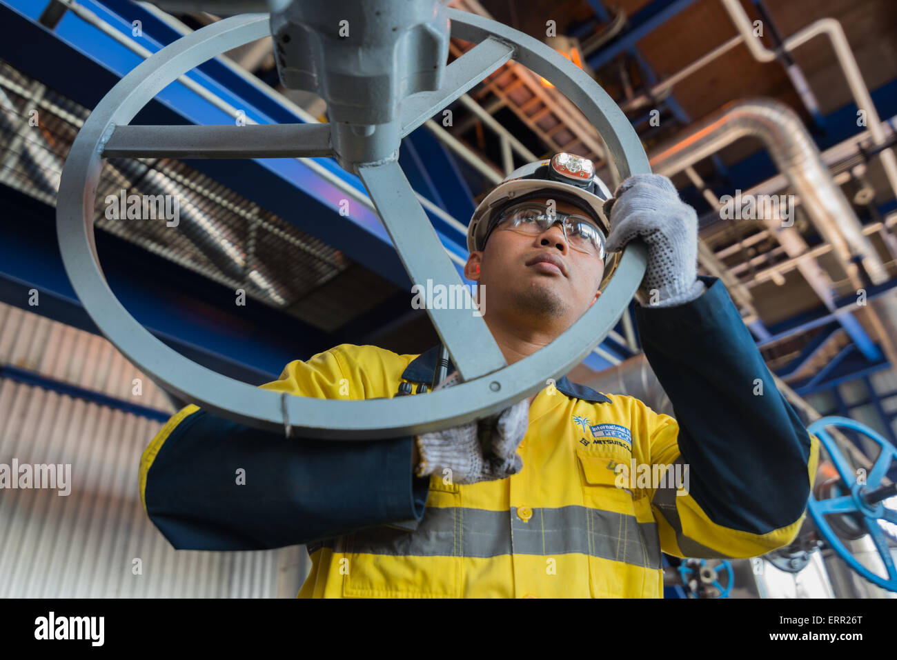 Technician working at power plant Stock Photo Alamy