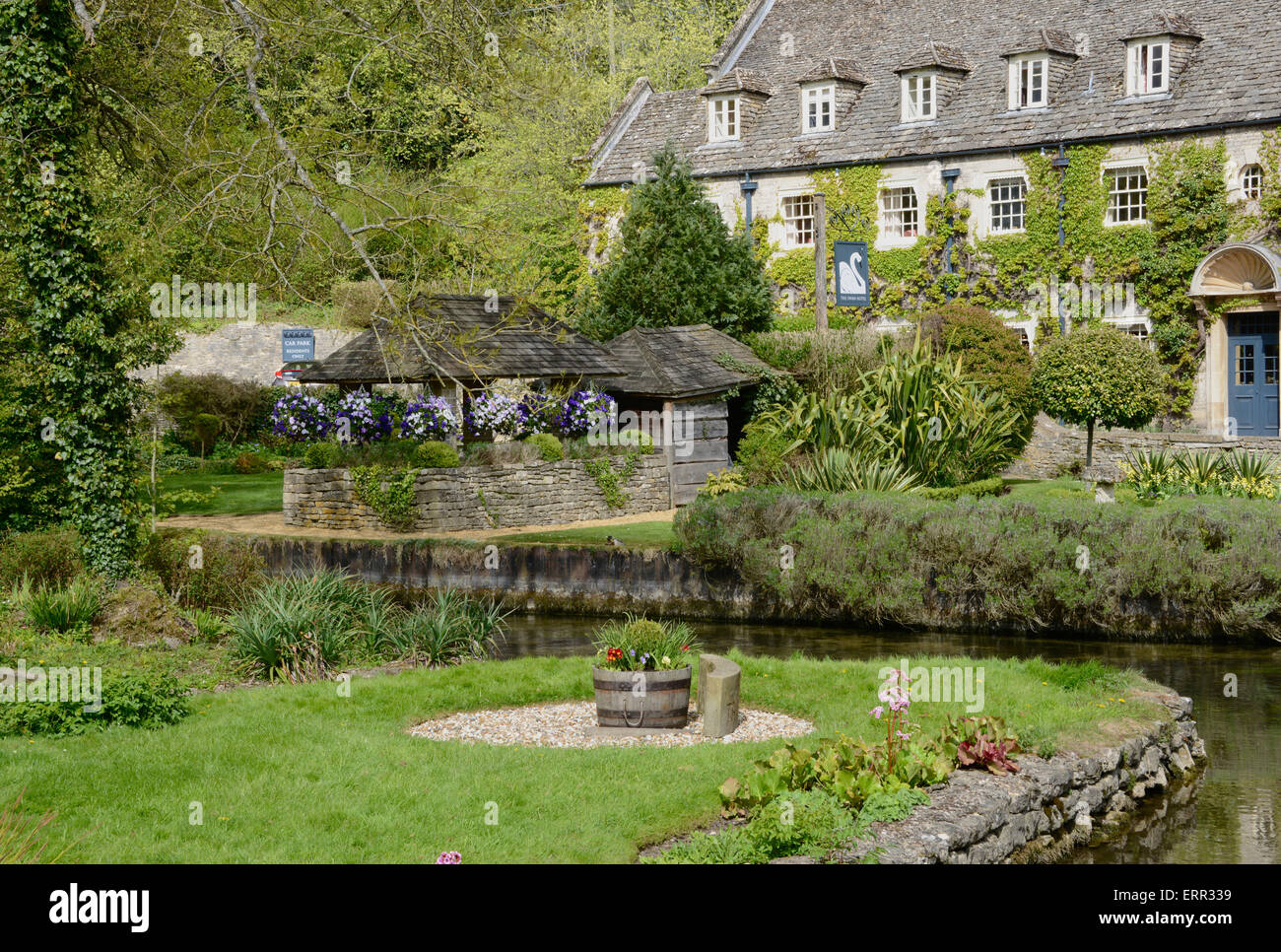 Bibury, Glos, showing The Swan Hotel and the Trout Farm grounds