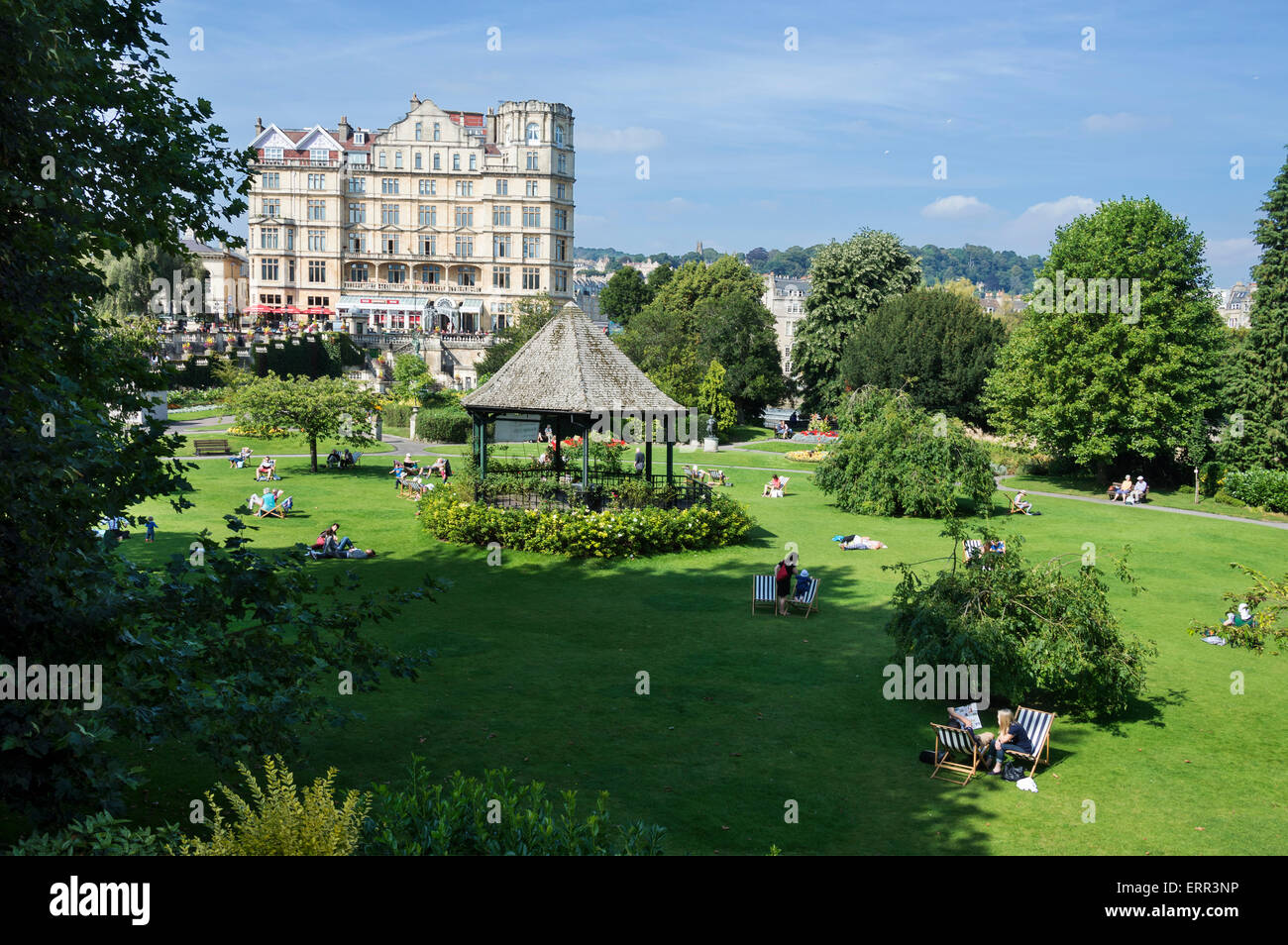 Parade Gardens, Old Empire Hotel, Bath city, Somerset, UK; England
