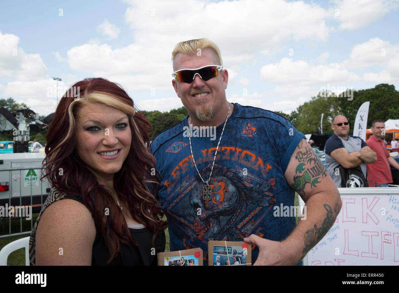 Bromley,UK,7th June 2015,Hit US TV stars Ronnie and Amy Shirley from the  lizard Lick towing series attend the Bromley Pageant of Motoring one day  classic car show which is the biggest in