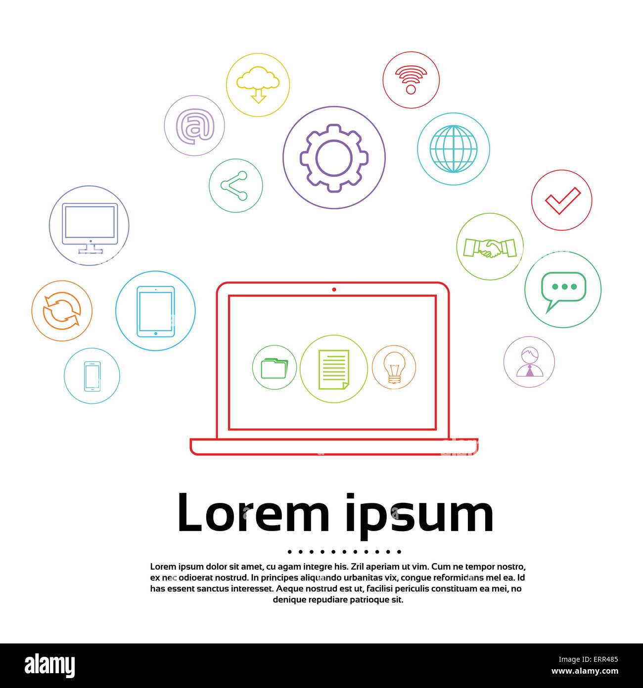 Laptop Logo Set Computer Simple Icon Connection Thin Line Collection ...