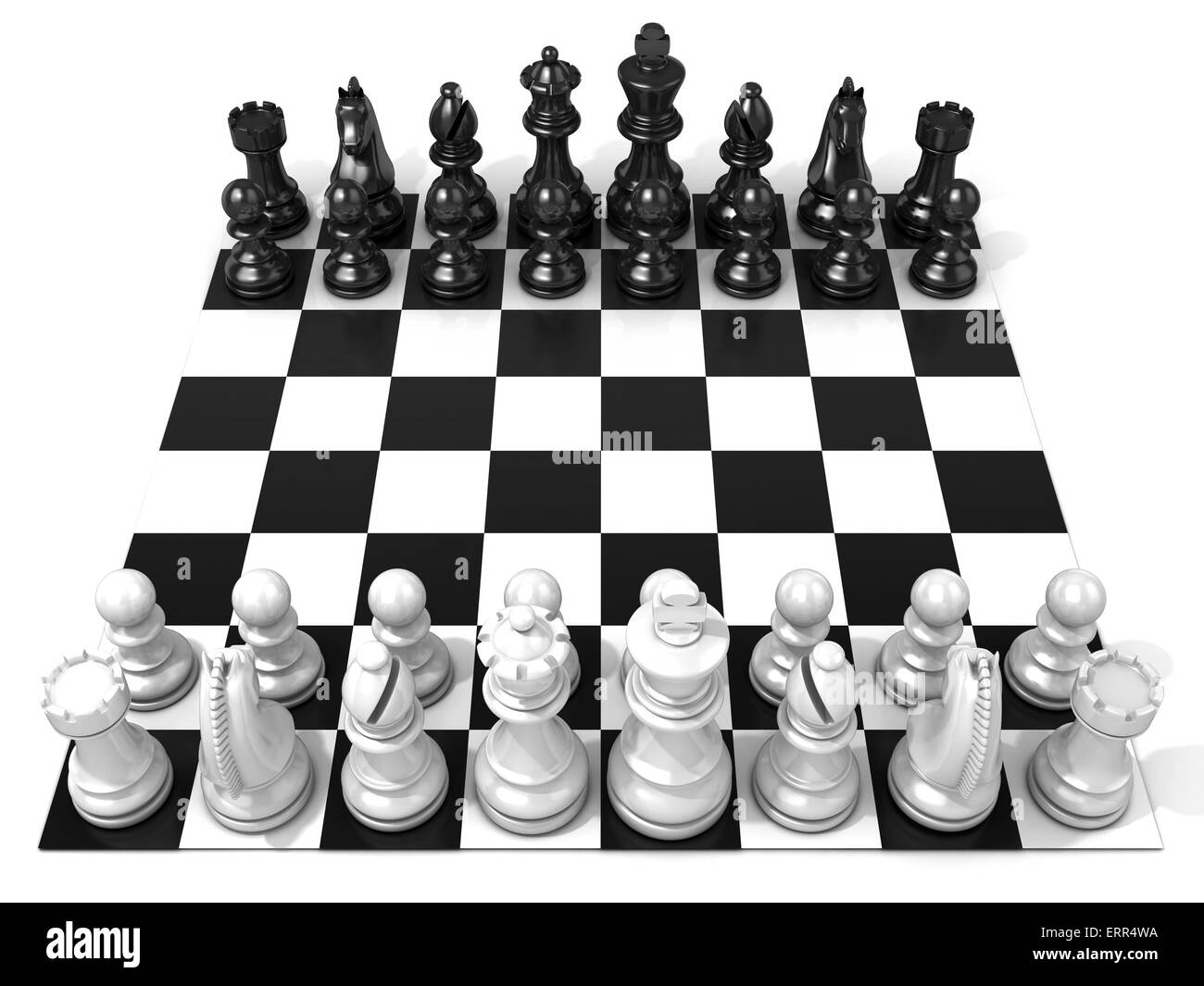 Chess Board with all chess pieces, isolated on white background. Side view  Stock Photo - Alamy