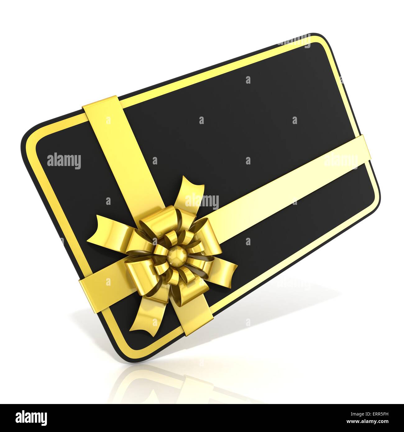 Black Blank Gift Card With Golden Ribbon 3d Render Illustration Stock Photo Alamy