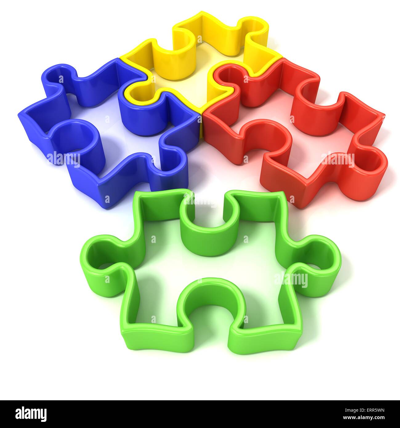 Four colorful outlined jigsaw puzzle pieces. Isolated on a white ...