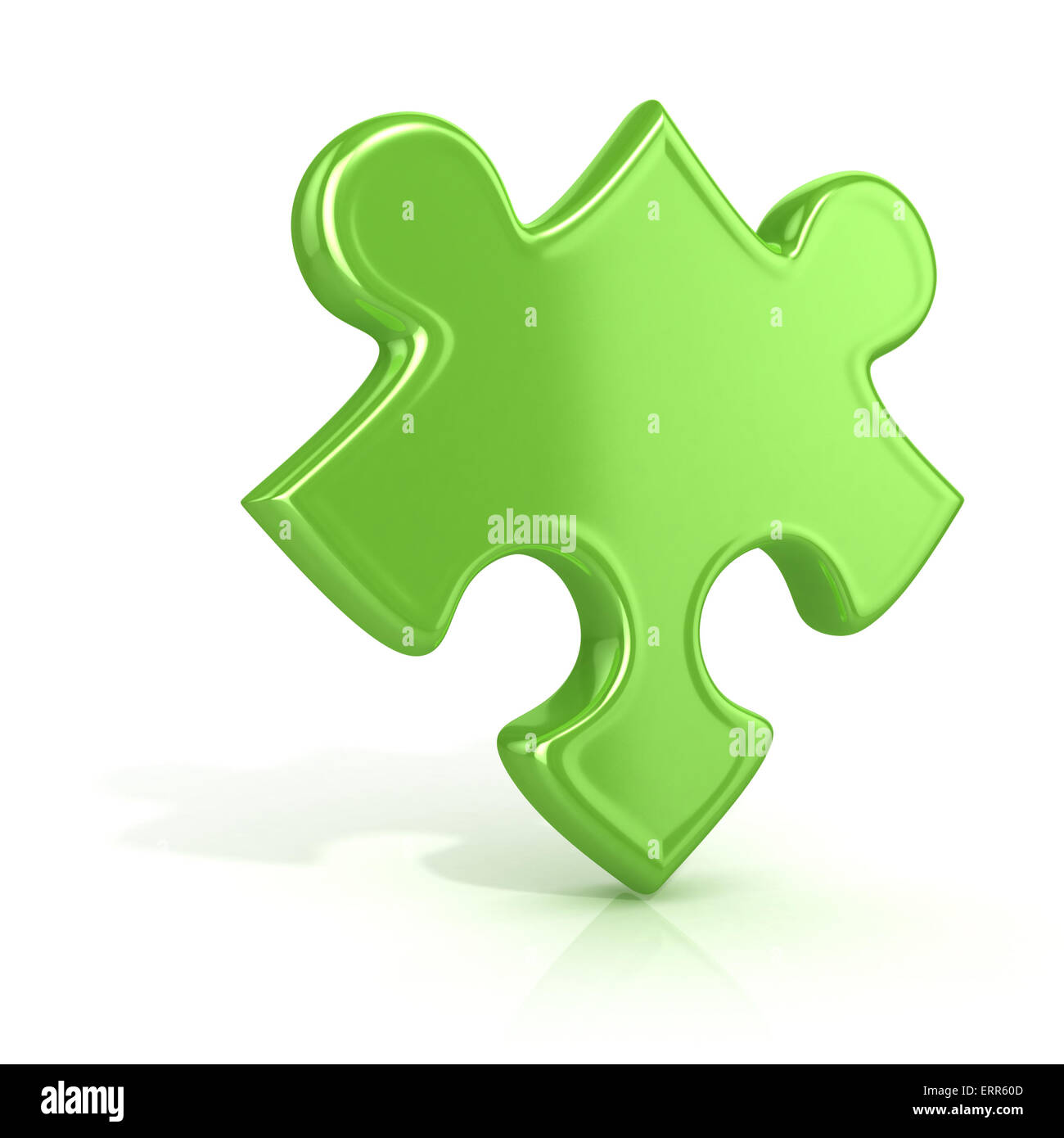 Single, green, standing jigsaw puzzle piece. 3D render icon isolated on  white background. Unusual angle Stock Photo - Alamy