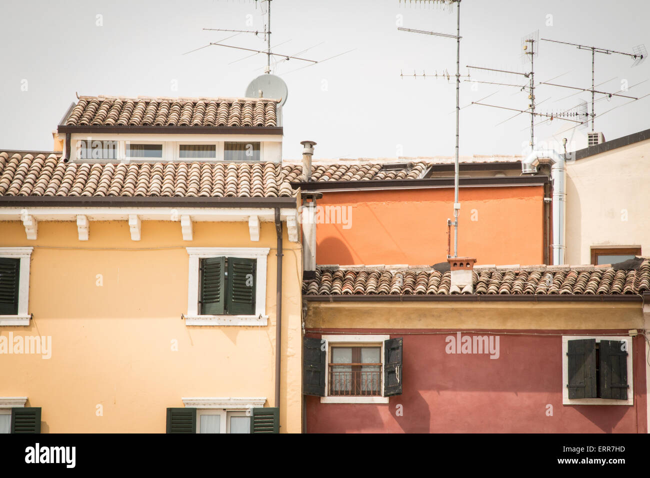 Italian coloured houses and rooftops in Lake Garda Stock Photo - Alamy
