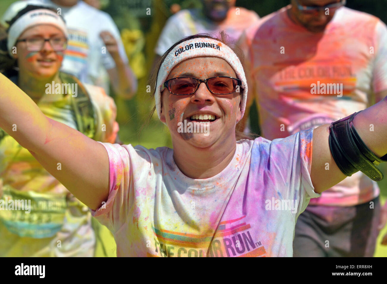 The Color Run Wembley, UK. Runners covered in coloured powder. London