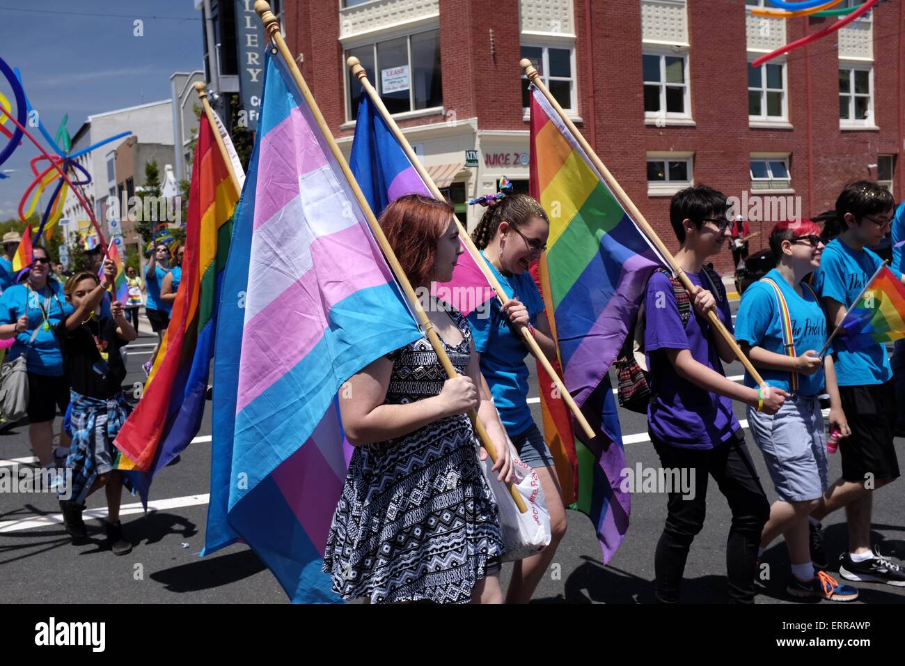 Marchers in the Jersey Gay Pride Parade, Asbury Park, NJ Stock Photo