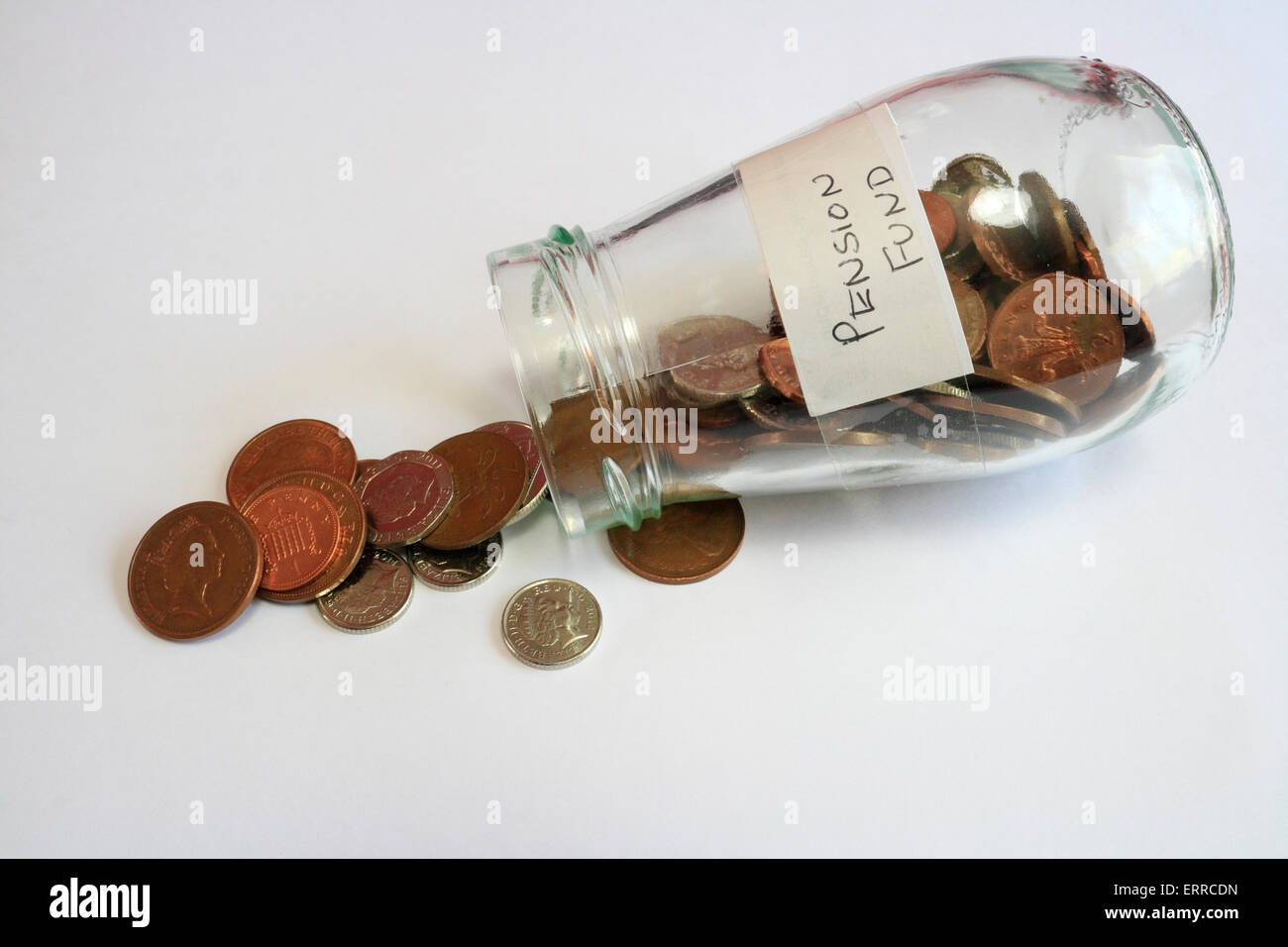 Pension Fund and Savings in Glass Jar Stock Photo