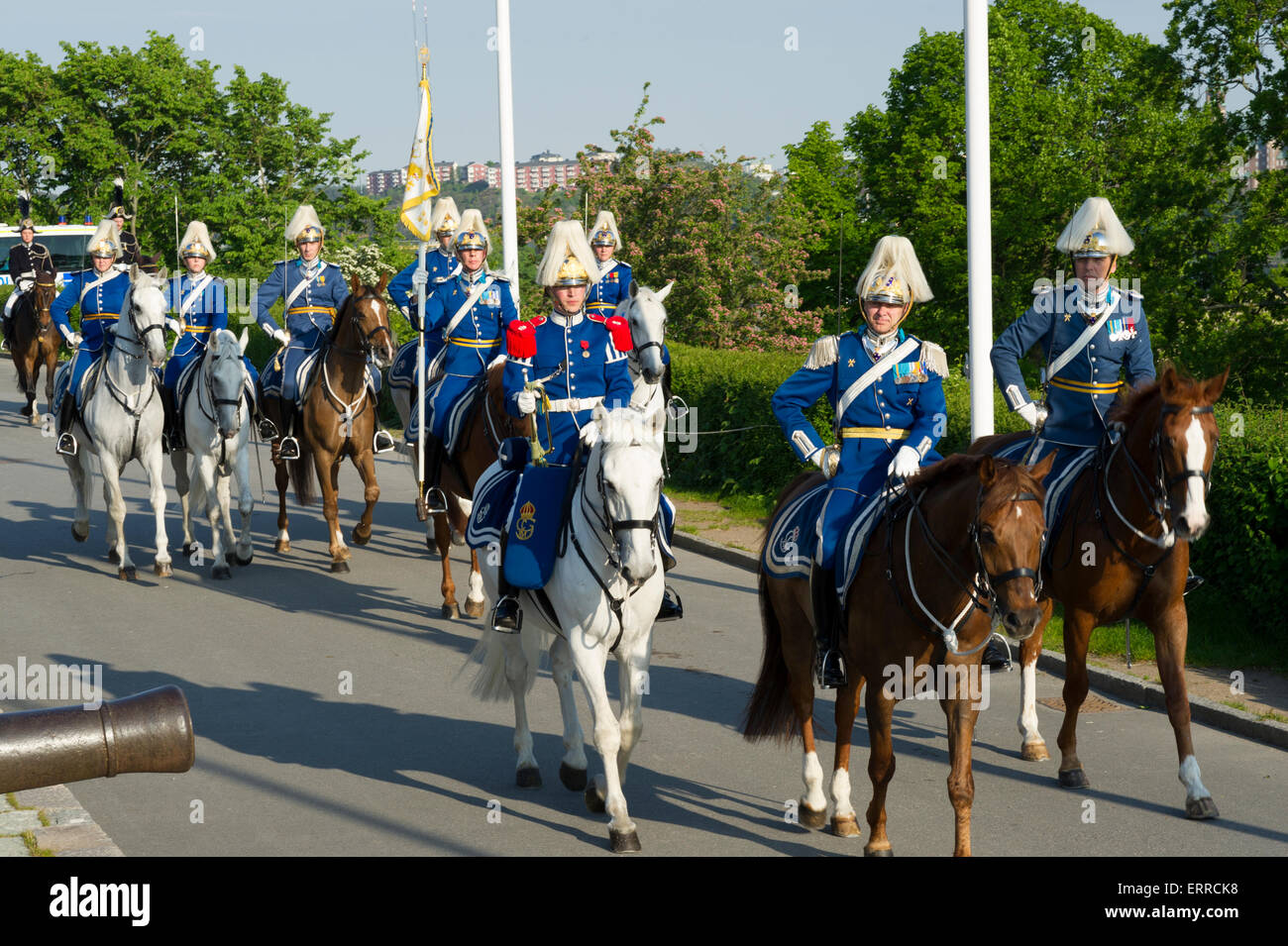 Stockholm, Sweden, 6th June, 2015. The National Day of Sweden. Festivities at Solliden, Skansen, Stockholm. The King and Queen of Sweden arrives by carriage at Solliden, Stockholm, Sweden. Credit:  Barbro Bergfeldt/Alamy Live News Stock Photo