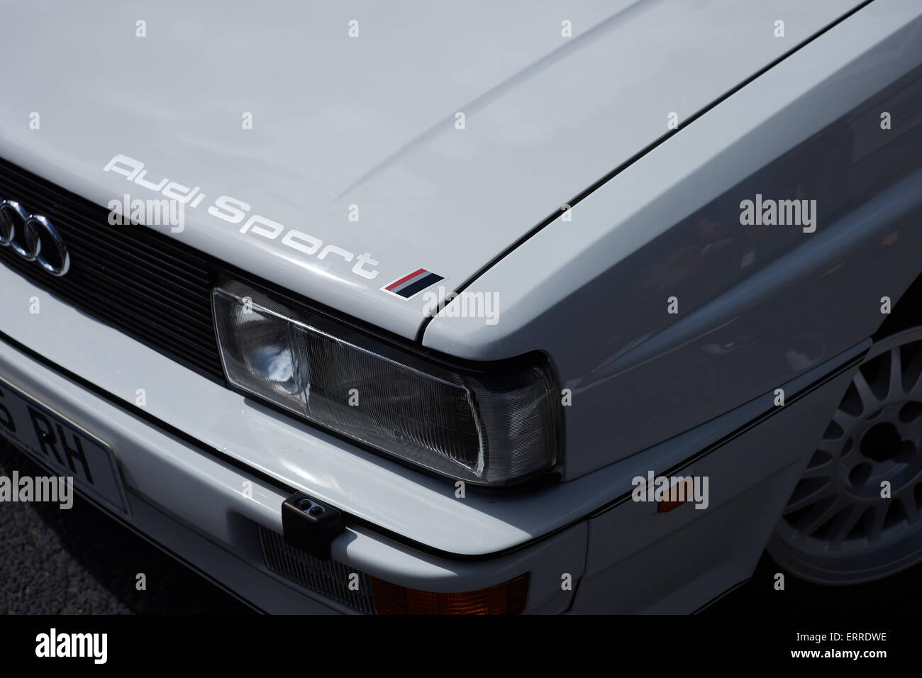 Abstract of a white Audi Quattro Sport car at the Skipton Car Show 2015 Stock Photo