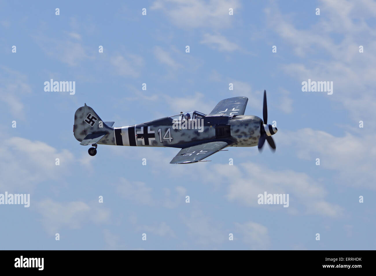 German Fw 190 WWII Vintage Airplane flying at 2015 Planes of Fame Air Show in Chino, California Stock Photo