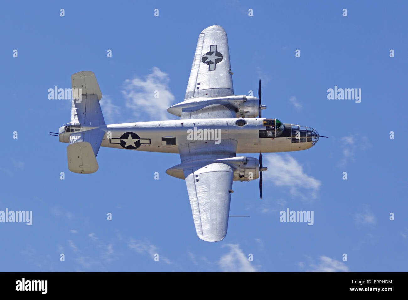 B-25 Mitchell WWII Vintage Airplane flying at 2015 Planes of Fame Air