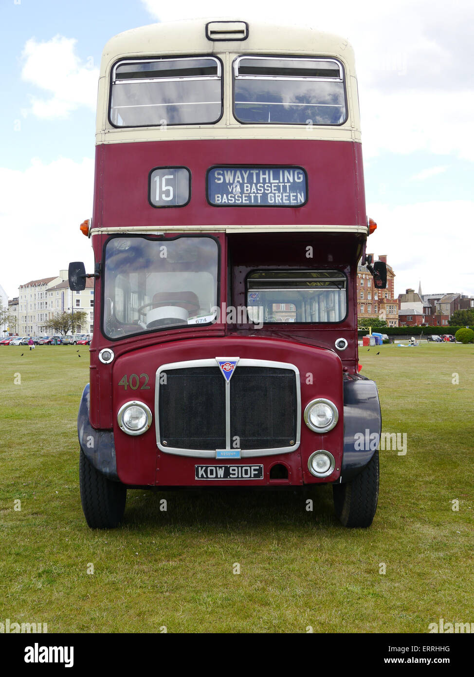 A preserved Southampton City Transport 1967 AEC Regent V bus, Registration KOW 910F Stock Photo
