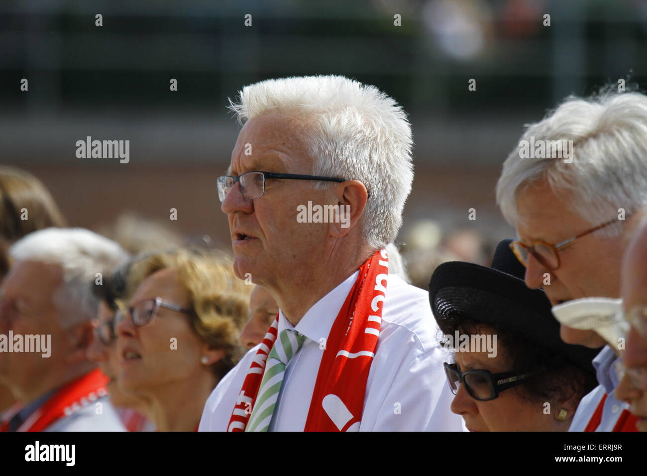 Stuttgart, Germany. 07th June, 2015. A close-up of Winfried Kretschmann, the Minister-President of Baden-Württemberg, at the closing ceremony of the 35th German Protestant Church Congress. © Michael Debets/Pacific Press/Alamy Live News Stock Photo