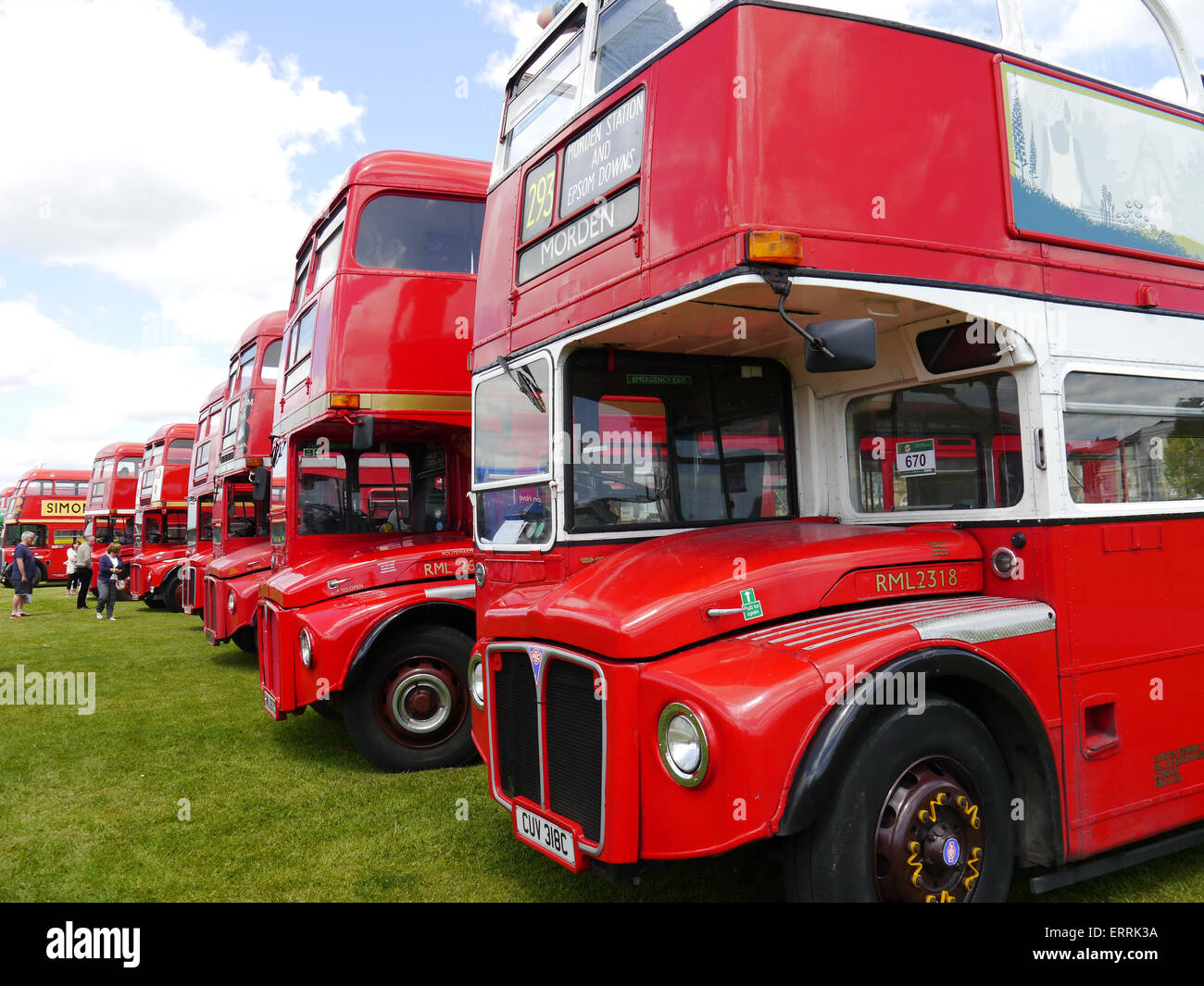 A line up of vintage red, London routemaster busses Stock Photo - Alamy